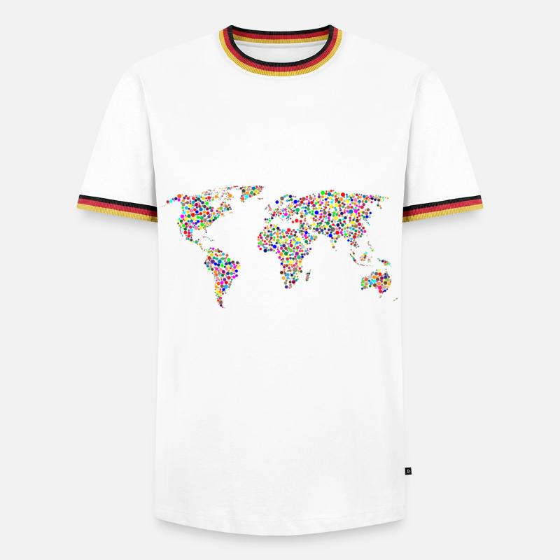 EARTH DOT: Points planisphere - Men's Ringer Shirt - white/tricolour