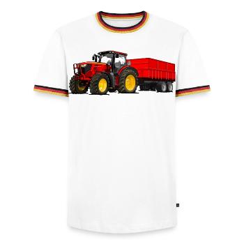 Tracteur avec remorque - T-shirt contrasté Homme - blanc/tricolore - Devant - AI Model Female 172 light (172cm) & AI Model Male 185 light (185cm)