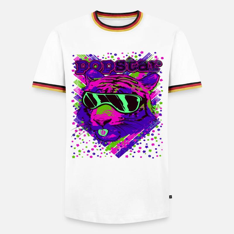 Pop Star Neon Cats Illustration - Men's Ringer Shirt - white/tricolour