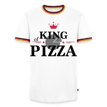 King of pizza - Men's Ringer Shirt - white/tricolour - Front - AI Model Female 172 light (172cm) & AI Model Male 185 light (185cm)