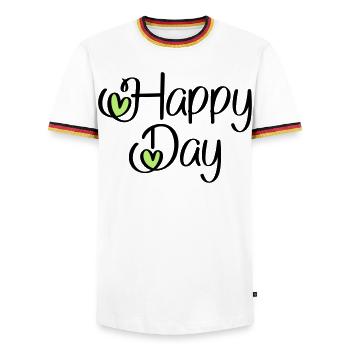 Happy Day - T-shirt contrasté Homme - blanc/tricolore - Devant - AI Model Female 172 light (172cm) & AI Model Male 185 light (185cm)