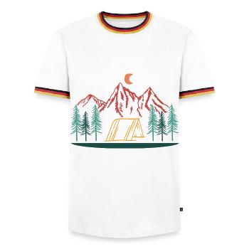 Camping Berge Nacht Zelt Natur Outdoor Abenteuer - Männer Kontrast-T-Shirt - Weiß/Dreifarbig - Vorne - AI Model Female 172 light (172cm) & AI Model Male 185 light (185cm)