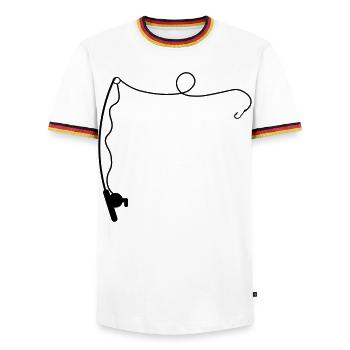 fishing rod - Men's Ringer Shirt - white/tricolour - Front - AI Model Female 172 light (172cm) & AI Model Male 185 light (185cm)