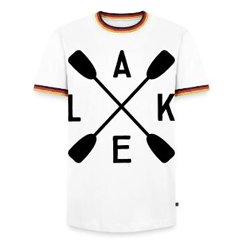 Lac Lake - T-shirt contrasté Homme - blanc/tricolore - Devant - AI Model Female 172 light (172cm) & AI Model Male 185 light (185cm)