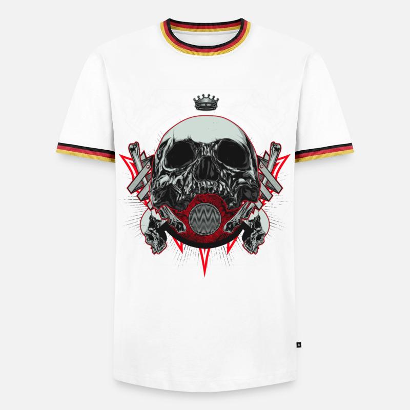 Skull Artwork with Lightning - Men's Ringer Shirt - white/tricolour