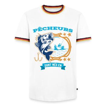 Anniversaire Pour Meilleur Pêcheur né en Janvier - T-shirt contrasté Homme - blanc/tricolore - Devant - AI Model Female 172 light (172cm) & AI Model Male 185 light (185cm)