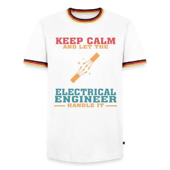 Lustiges Elektrotechnik-Zitat für Elektrotechnik - Männer Kontrast-T-Shirt - Weiß/Dreifarbig - Vorne - AI Model Female 172 light (172cm) & AI Model Male 185 light (185cm)