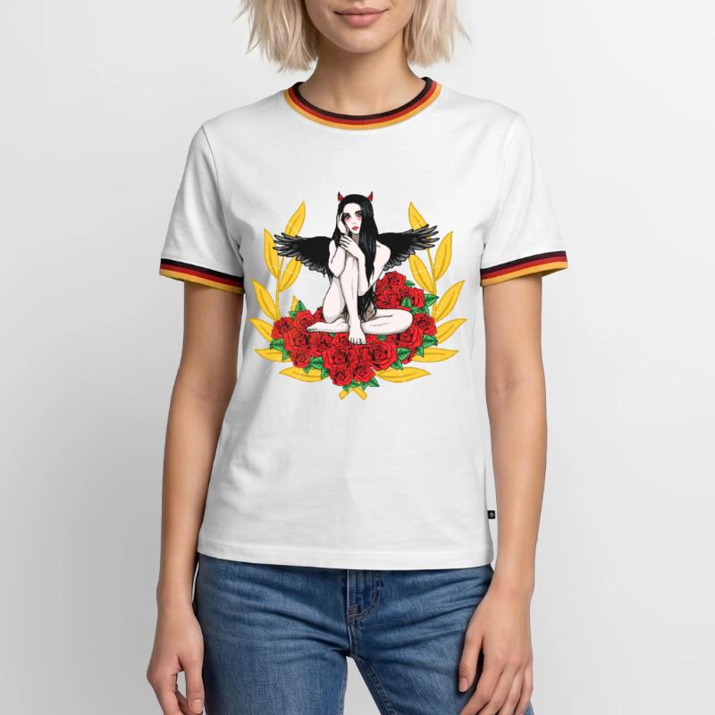 Devilish Devil Woman Satan's Roast Devil Men's Ringer Shirt