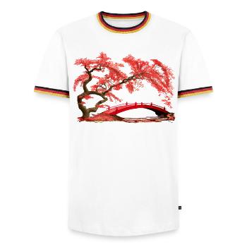 Brücke - Men's Ringer Shirt - white/tricolour - Front - AI Model Female 172 light (172cm) & AI Model Male 185 light (185cm)
