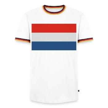 Holland Fahne - Männer Kontrast-T-Shirt - Weiß/Dreifarbig - Vorne - AI Model Female 172 light (172cm) & AI Model Male 185 light (185cm)