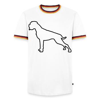 Boxer Umriss - Männer Kontrast-T-Shirt - Weiß/Dreifarbig - Vorne - AI Model Female 172 light (172cm) & AI Model Male 185 light (185cm)