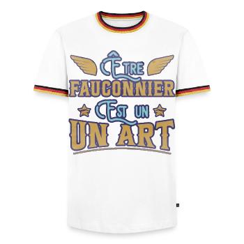 Être fauconnier est un art humour aigle faucon - T-shirt contrasté Homme - blanc/tricolore - Devant - AI Model Female 172 light (172cm) & AI Model Male 185 light (185cm)