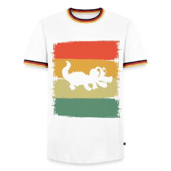 Aligator Crocodile - T-shirt contrasté Homme - blanc/tricolore - Devant - AI Model Female 172 light (172cm) & AI Model Male 185 light (185cm)