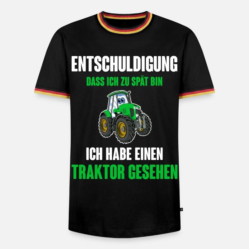 Traktor - Männer Kontrast-T-Shirt - Schwarz/Dreifarbig