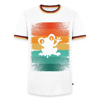 Frosch - Männer Kontrast-T-Shirt - Weiß/Dreifarbig - Vorne - AI Model Female 172 light (172cm) & AI Model Male 185 light (185cm)