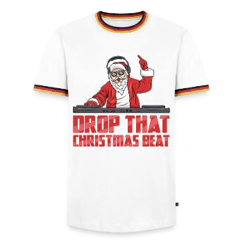 DJ Père Noël - T-shirt contrasté Homme - blanc/tricolore - Devant - AI Model Female 172 light (172cm) & AI Model Male 185 light (185cm)