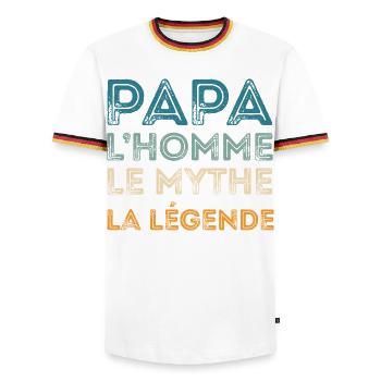 Papa Homme Mythe Légende - T-shirt contrasté Homme - blanc/tricolore - Devant - AI Model Female 172 light (172cm) & AI Model Male 185 light (185cm)