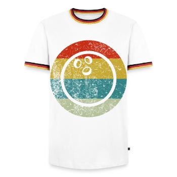 Retro Vintage Bowling - Männer Kontrast-T-Shirt - Weiß/Dreifarbig - Vorne - AI Model Female 172 light (172cm) & AI Model Male 185 light (185cm)