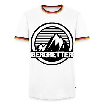 Bergsteiger - Bergretter - Bergrettung - Wanderung - Männer Kontrast-T-Shirt - Weiß/Dreifarbig - Vorne - AI Model Female 172 light (172cm) & AI Model Male 185 light (185cm)