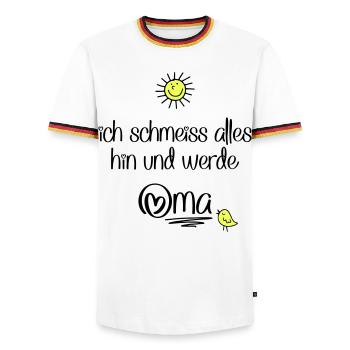 lustige Sprüche für Oma - Männer Kontrast-T-Shirt - Weiß/Dreifarbig - Vorne - AI Model Female 172 light (172cm) & AI Model Male 185 light (185cm)