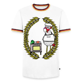 Laurel Wreath Grandma Chicken Master Cook Enjoyment Local - Men's Ringer Shirt - white/tricolour - Front - AI Model Female 172 light (172cm) & AI Model Male 185 light (185cm)