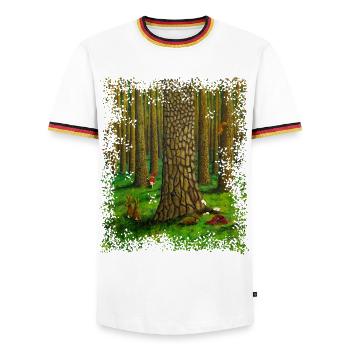 Forest Animals, Gnome and Nature Magic - Men's Ringer Shirt - white/tricolour - Front - AI Model Female 172 light (172cm) & AI Model Male 185 light (185cm)
