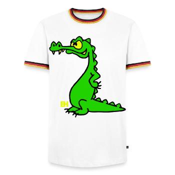 Crocodile souriant, design à trois couleurs - T-shirt contrasté Homme - blanc/tricolore - Devant - AI Model Female 172 light (172cm) & AI Model Male 185 light (185cm)
