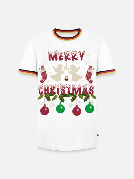 Weihnachtsengel - Männer Kontrast-T-Shirt - Weiß/Dreifarbig