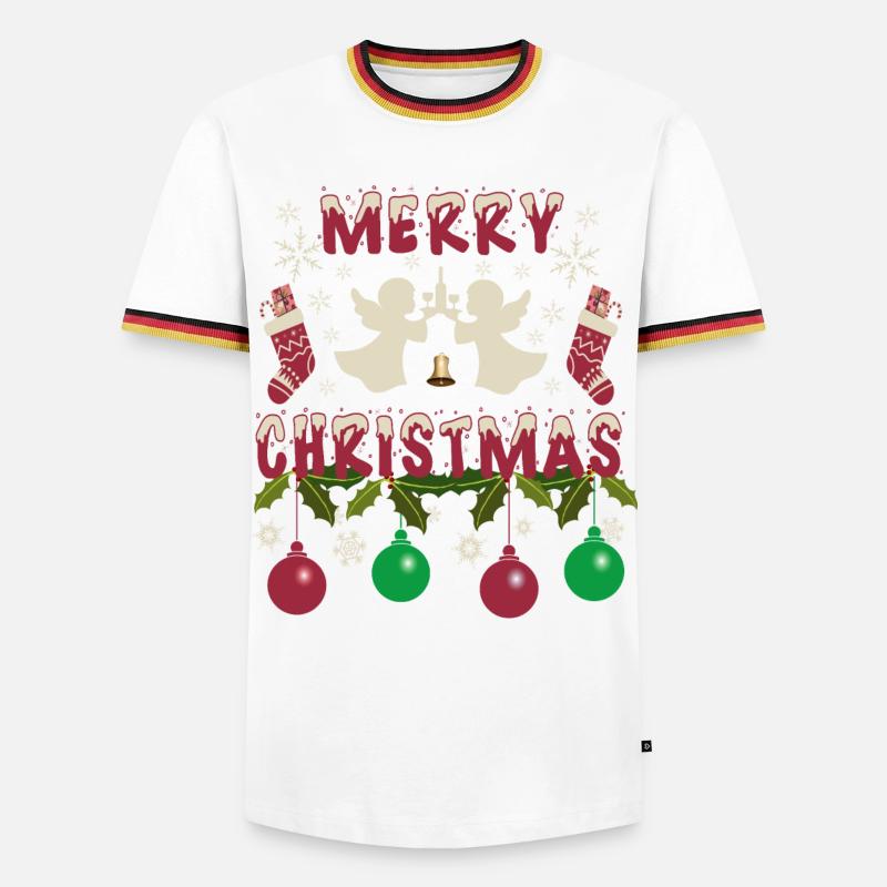 Weihnachtsengel - Männer Kontrast-T-Shirt - Weiß/Dreifarbig