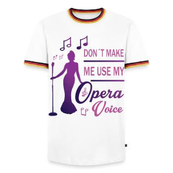 Laute Stimme - Männer Kontrast-T-Shirt - Weiß/Dreifarbig - Vorne - AI Model Female 172 light (172cm) & AI Model Male 185 light (185cm)