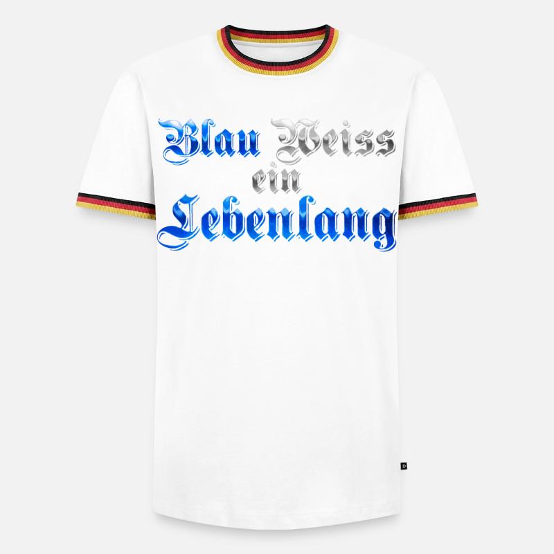 Blau Weiss ein Lebenlang - Männer Kontrast-T-Shirt - Weiß/Dreifarbig