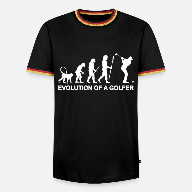 Evolution eines Golfers - Männer Kontrast-T-Shirt - Schwarz/Dreifarbig