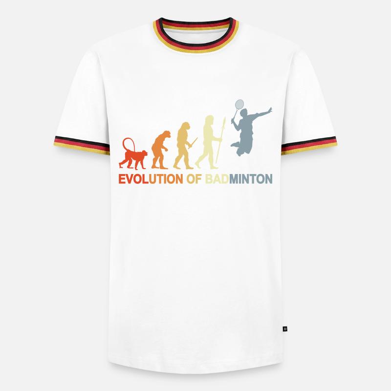 Badminton Evolution - Männer Kontrast-T-Shirt - Weiß/Dreifarbig