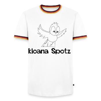 kloana Spotz-kleiner Spatz,Austrian dialect - Men's Ringer Shirt - white/tricolour - Front - AI Model Female 172 light (172cm) & AI Model Male 185 light (185cm)