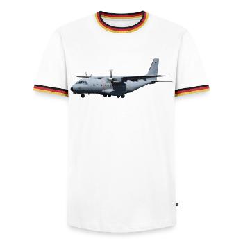CN-235 - Men's Ringer Shirt - white/tricolour - Front - AI Model Female 172 light (172cm) & AI Model Male 185 light (185cm)