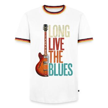 Blues Musik Gitarre lustiger Spruch für Gitarrist - Männer Kontrast-T-Shirt - Weiß/Dreifarbig - Vorne - AI Model Female 172 light (172cm) & AI Model Male 185 light (185cm)