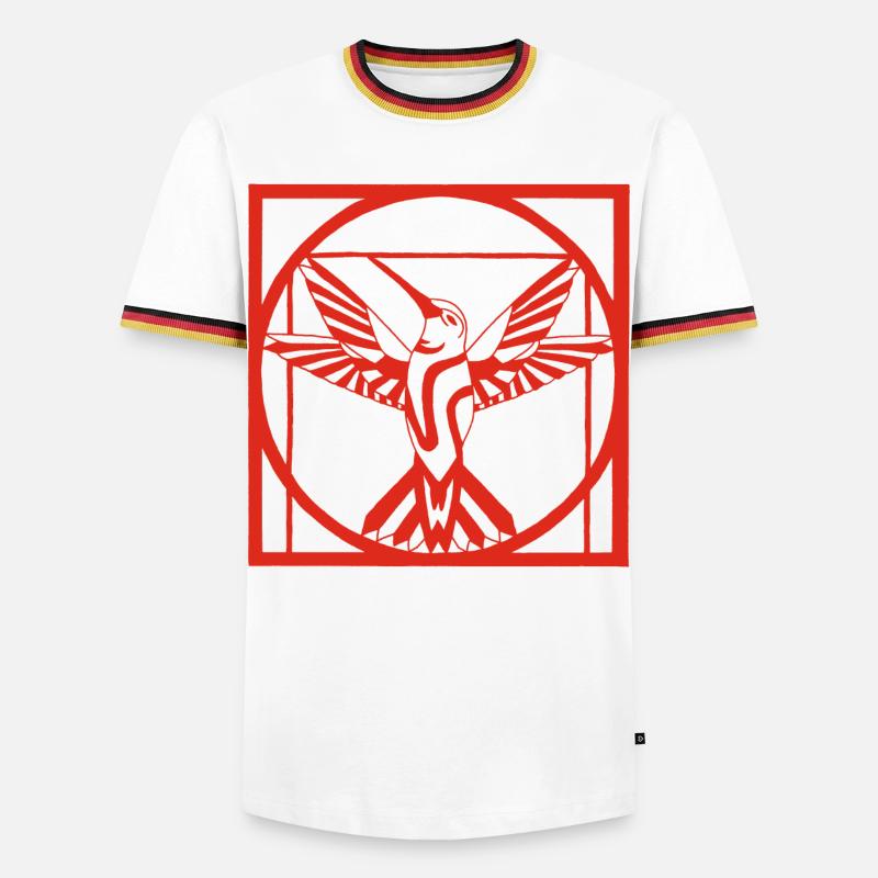 Vitruvius red bird - Men's Ringer Shirt - white/tricolour