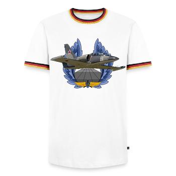 Aero L-39 Albatros - Men's Ringer Shirt - white/tricolour - Front - AI Model Female 172 light (172cm) & AI Model Male 185 light (185cm)