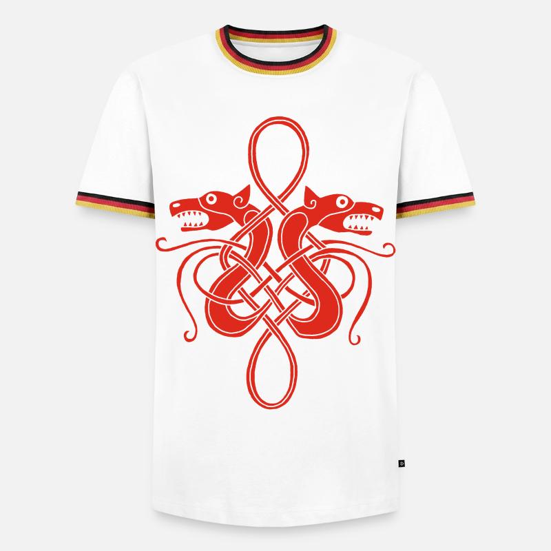Rote Wikinger-Hydra - Männer Kontrast-T-Shirt - Weiß/Dreifarbig