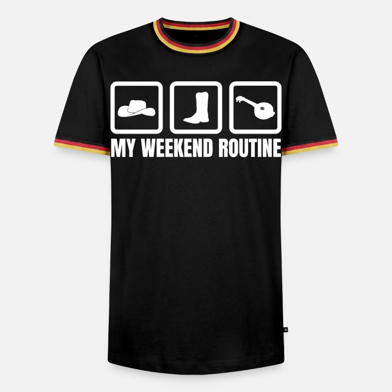 Banjo Wochenendroutine - Männer Kontrast-T-Shirt - Schwarz/Dreifarbig