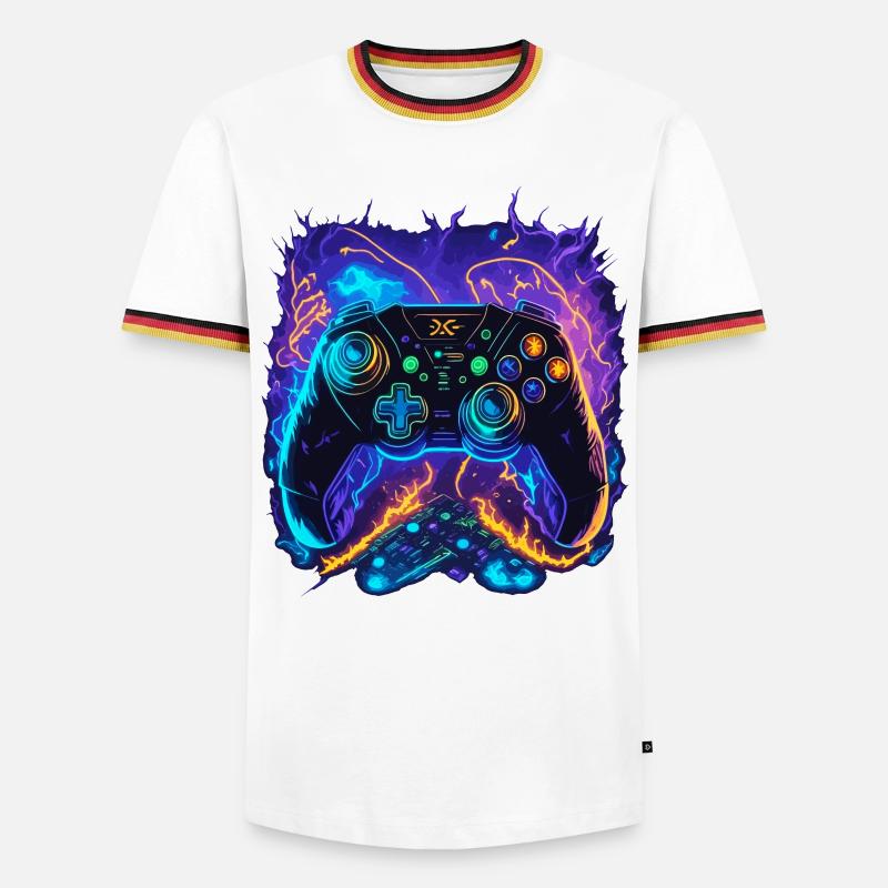 Powerful Gaming Controller Art - Männer Kontrast-T-Shirt - Weiß/Dreifarbig