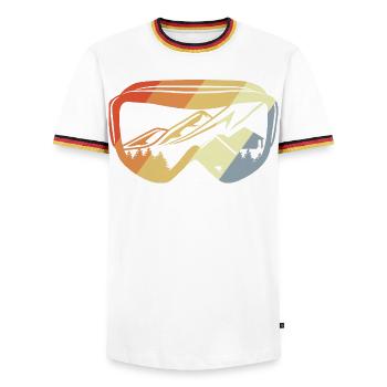 Vintage Snowboarding - Men's Ringer Shirt - white/tricolour - Front - AI Model Female 172 light (172cm) & AI Model Male 185 light (185cm)