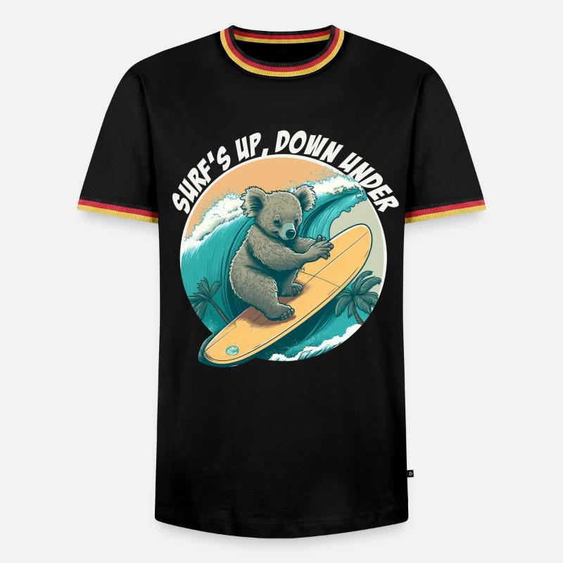 Down under surfing koala bear - Men's Ringer Shirt - black/tricolour