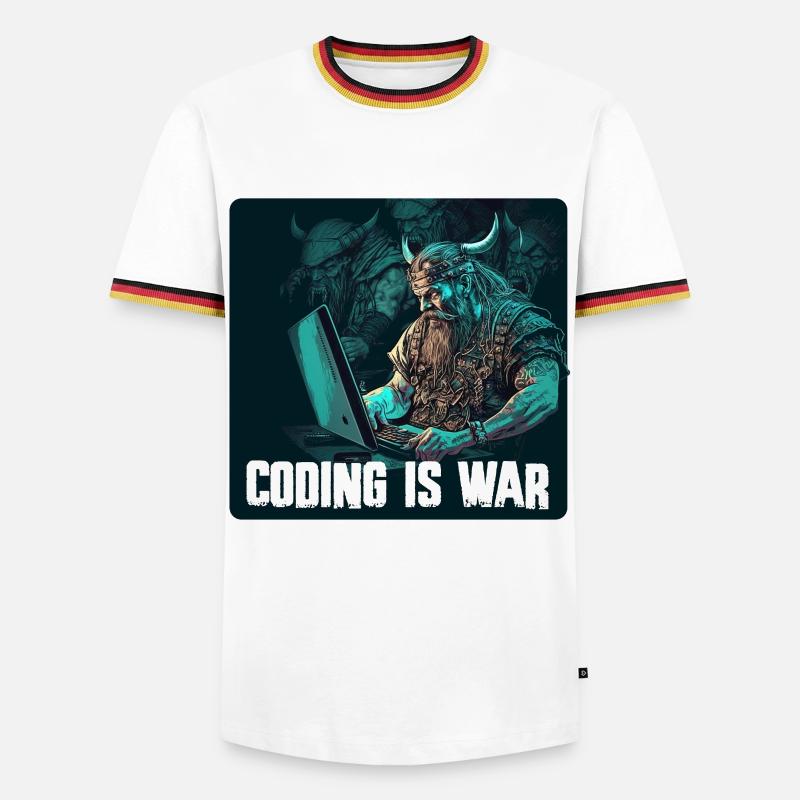 Programmier Wikinger - Männer Kontrast-T-Shirt - Weiß/Dreifarbig