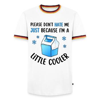 Ne me déteste pas parce que je suis un peu plus cool - T-shirt contrasté Homme - blanc/tricolore - Devant - AI Model Female 172 light (172cm) & AI Model Male 185 light (185cm)