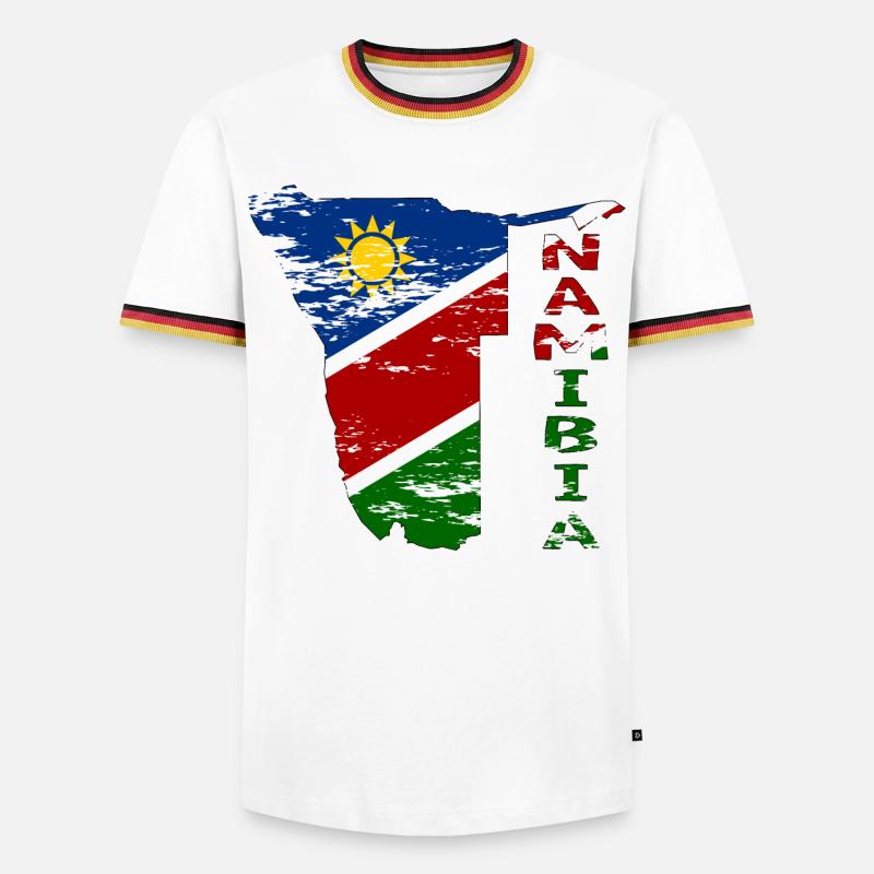 Namibia Map Flag used - Men's Ringer Shirt - white/tricolour
