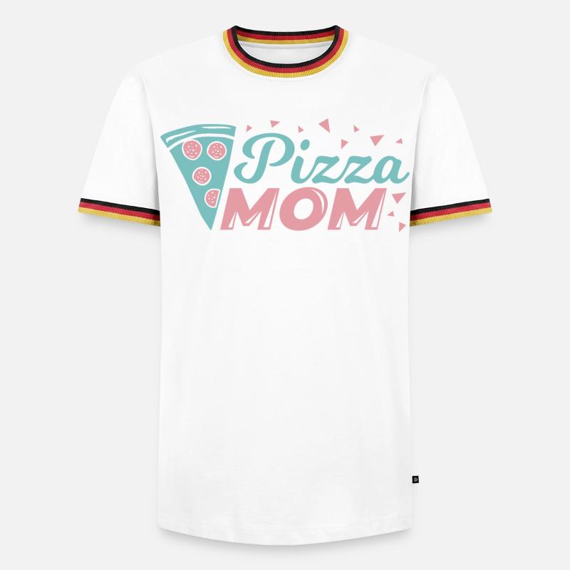 Pizza Mutter - Männer Kontrast-T-Shirt - Weiß/Dreifarbig