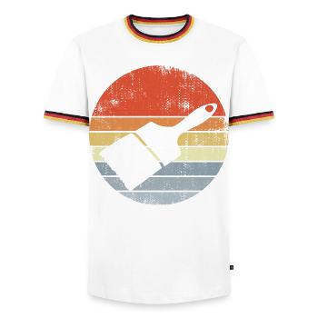 Painter, Varnisher, Brush - Men's Ringer Shirt - white/tricolour - Front - AI Model Female 172 light (172cm) & AI Model Male 185 light (185cm)
