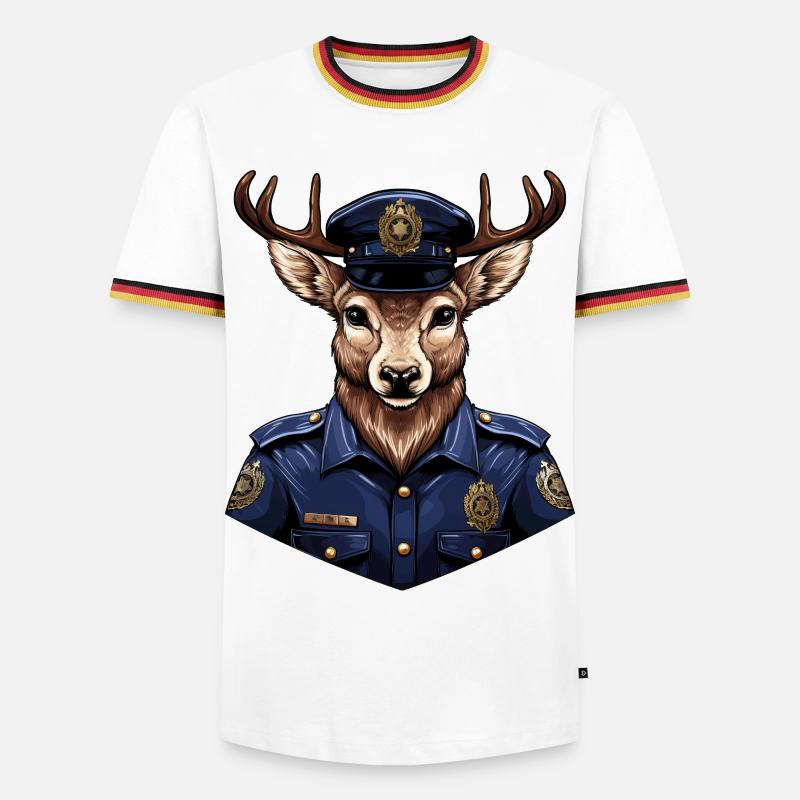 Hirsch Polizei - Männer Kontrast-T-Shirt - Weiß/Dreifarbig