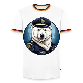 Police de l’ours polaire - T-shirt contrasté Homme - blanc/tricolore - Devant - AI Model Female 172 light (172cm) & AI Model Male 185 light (185cm)